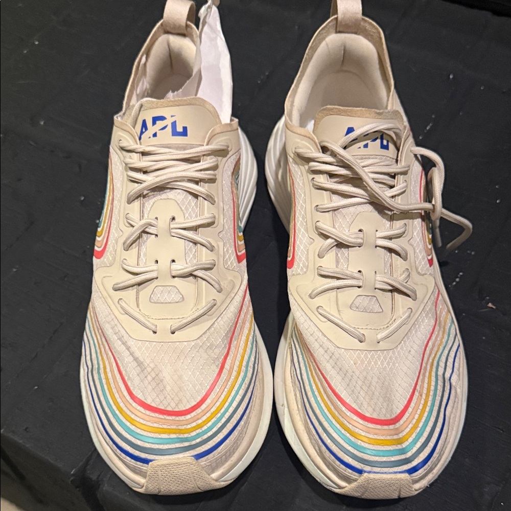 APL Cream Sneakers with Rainbow Stripe Accents